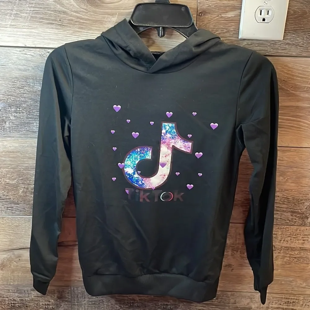 Girls Black Tik Tok Hooded Jogging Suit NWOT See Description for Size